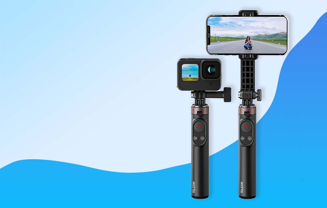 Telesin TE-RCSS-001 Selfie Stick med Bluetooth-fjärrkontroll för smartphones/sportkameror