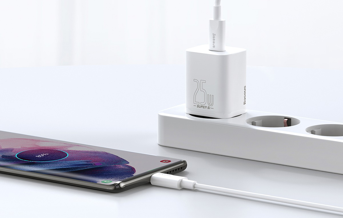 Baseus Super Si USB-C snabbladdare 25W - vit